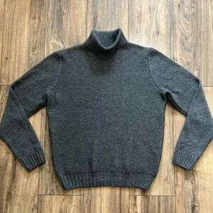 SUITSUPPLY Wool Cashmere Honeycomb Turtleneck Pullover Sweater in Charcoal L